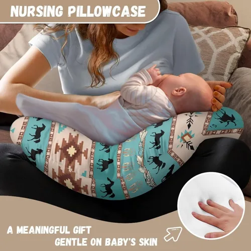 Miniatura 6 de Funda de almohada de lactancia azteca bohemia para bebés y niños, funda de almohada con cremallera oculta, funda de almohada de lactancia para niñas