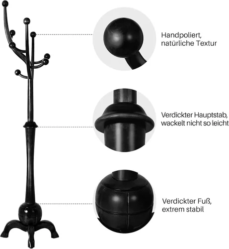 Miniatura 3 de Perchero de Pie de Madera Resistente con 8 Ganchos, Diseño Único con Aspecto de Rama de Árbol, Perchero de Árbol Premium para Colgar Ropa con Base