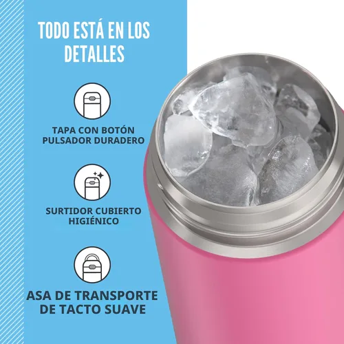 Miniatura 4 de THERMOS FUNTAINER Botella de acero inoxidable con aislamiento al vacío de 16 onzas con tapa ancha de canalón, Rosa Neón