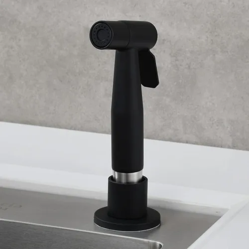 Miniatura 2 de CIENCIA Juego de rociadores laterales para fregadero de cocina, cabezal de pulverización extraíble de acero inoxidable con manguera y soporte, Negro