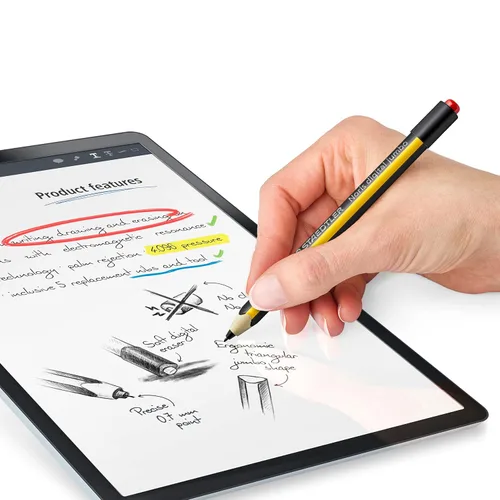 Miniatura 7 de STAEDTLER Noris Jumbo Digital Stylus Pen: sin carga, rechazo de palma EMR, 4.096 niveles de presión, forma hexagonal, escritura natural y dibujo