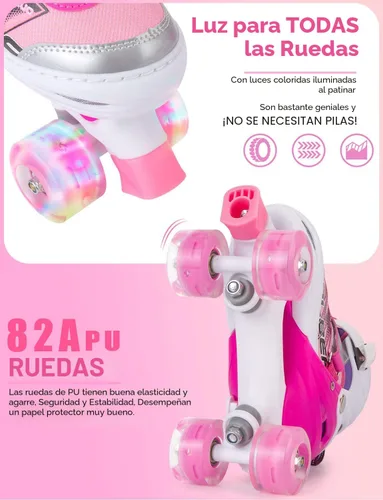 Miniatura 2 de Patines en línea ajustables para niñas y mujeres, todas las 8 ruedas de los patines de niña brillan, iluminación segura y divertida para niños A-Rosa