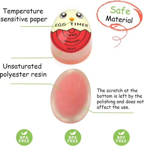 Miniatura 4 de Lasubst Temporizador de huevos que va en el agua para huevos duros duros suaves y medianos, 1 rojo y 1 azul