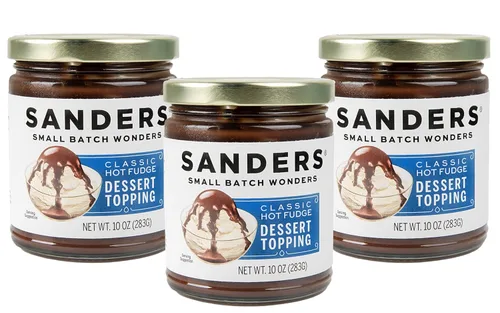 Sanders Classic Hot Fudge Topping Tarro de 10 onzas (paquete de 3) – Cobertura Premium para Helado, salsa de chocolate sin gluten – Perfecto para