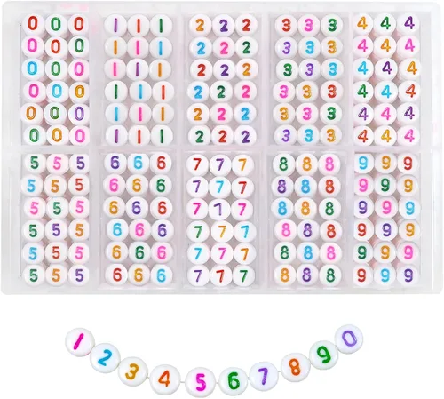 TOAOB - 500 cuentas acrílicas de números para hacer joyas, de 0.16 x 0.27 pulgadas, redondas, coloridas, de 0 a 9 letras para pulseras y collares