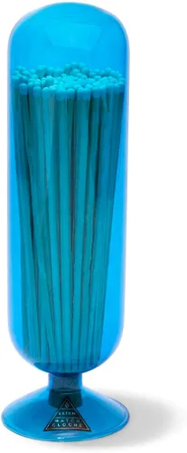 Miniatura 2 de Skeem Azura - Frasco de cloche para fósforos en vidrio azul de boticario, fósforos con punta plateada – Regalo perfecto y elegante accesorio