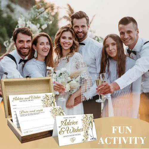 Miniatura 6 de Consejos y deseos para el señor y la señora - Tarjetas de consejos de boda de champán para decoraciones de despedida de soltera, buenos deseos