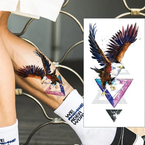 Miniatura 4 de glaryyears 8 hojas de tatuajes temporales de animales de águilas blancas en acuarela, brazo pecho pierna tatuaje para hombres y mujeres, arte