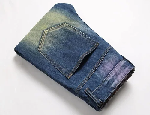 Miniatura 6 de JOCAI Men's Designer Straight Fit Pants Ripped Distressed Jeans with Printed