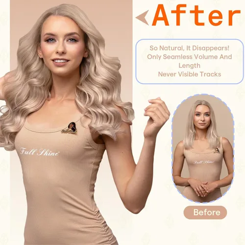 Miniatura 7 de Fshine Extensiones de cabello humano adhesivas de 14 pulgadas, extensiones de cabello humano con cinta adhesiva color rubio ceniza 18 y rubio 22