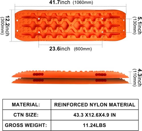 Miniatura 3 de X-BULL Nuevas Pistas de Tracción de Recuperación Arena Barro Nieve Escalera para Neumáticos 4WD (Naranja, 3gen)