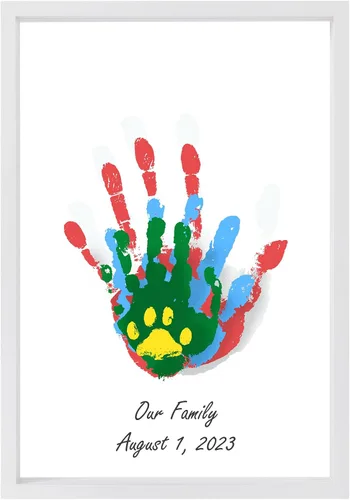 Miniatura 4 de Kit de huellas de manos familiares transparentes – Regalos para nuevos padres, regalos familiares – Marco de madera de recuerdo hecho a mano – 5