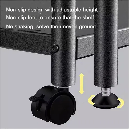 Miniatura 4 de Estantes de almacenamiento de cocina, estantes de metal ajustables para almacenamiento de despensa con ruedas rodantes, estante de almacenamiento