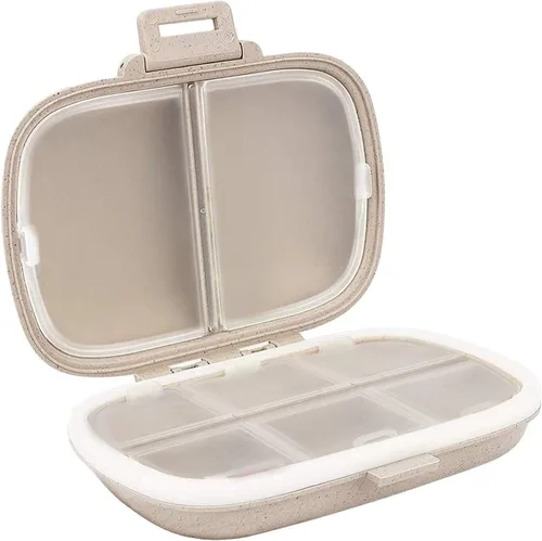 Miniatura 13 de Holii Pastillero de viaje, 8 compartimentos, pastillero portátil, pastillero diario para guardar vitaminas, pequeño contenedor de píldoras para Azul