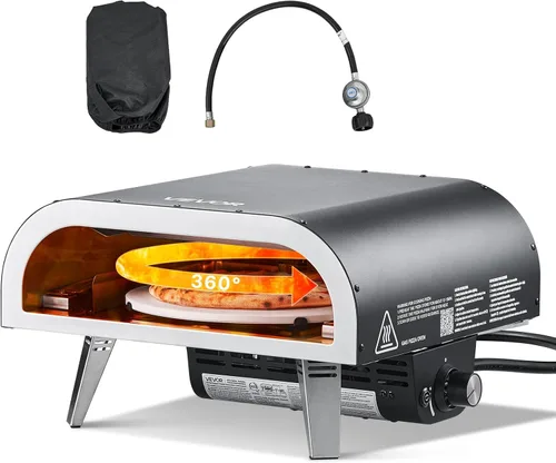 VEVOR Horno de Pizza de Propano para Exteriores, Hornos de Pizza de Gas Propano de Rotación Automática de 12 pulgadas, Cocinador de Pizza Portátil