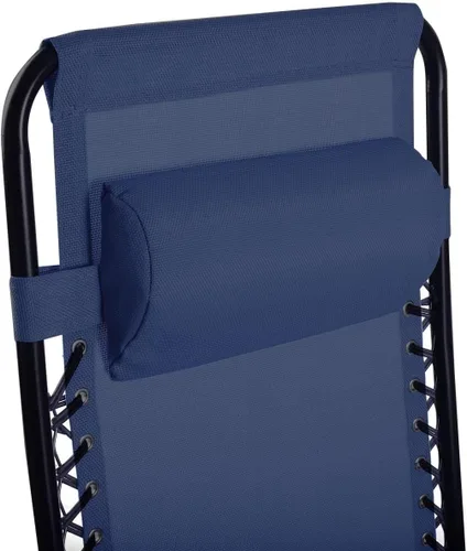 Miniatura 8 de Sillón de gravedad cero para exteriores con almohada y bandeja de utilidad, reclinable plegable para patio y playa (azul marino)