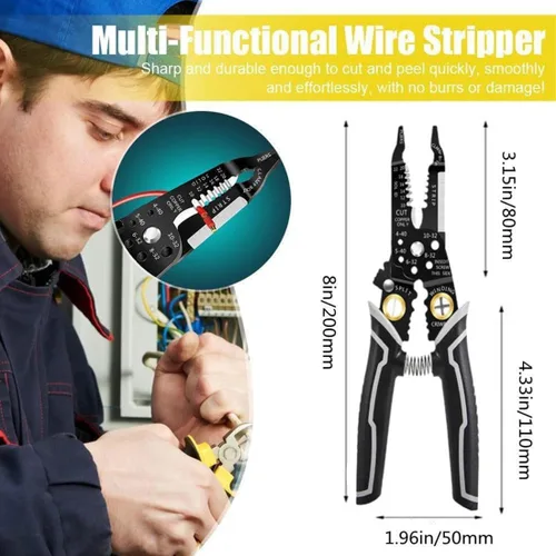 Miniatura 2 de Generic szhdxsy - Cortador y pelacables multifuncional, herramienta de pelacables 9 en 1, crimpadora, herramienta de cable con funciones de pelado