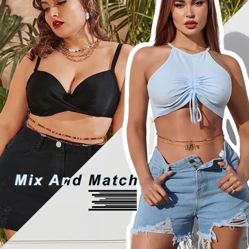Miniatura 3 de ELABEST Cuentas africanas de cintura para mujer, no elásticas, 8 cuentas para el vientre, tallas grandes, coloridas, hechas a mano, accesorios