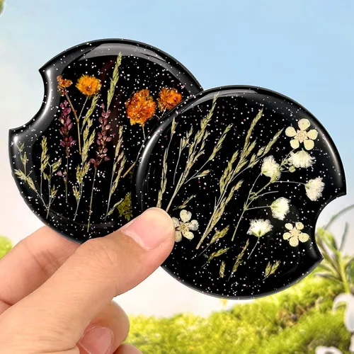 Miniatura 12 de Swooflia Portavasos para Portavasos de Coche con Flores para Mujeres - 2.75 Pulgadas Lindo Inserto de Resina Transparente para Portavasos de Bebidas