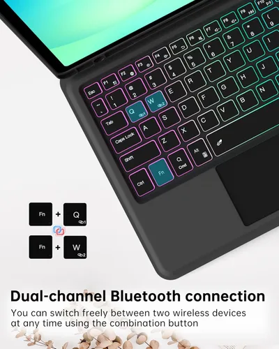 Miniatura 9 de Funda para teclado Samsung Galaxy Tab A9+ Plus/A11+ Plus de 11 pulgadas: modo DEX de un clic, teclado retroiluminado arcoíris con panel táctil