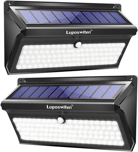 Miniatura 11 de Luposwiten Luces solares para exteriores, 28 LED, luces solares con sensor de movimiento con ángulo de movimiento de 125°, impermeable, IP65