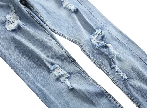 Miniatura 3 de Fredd Marshall - Pantalones de mezclilla ajustados para hombres, son elásticos y de diseño rasgado