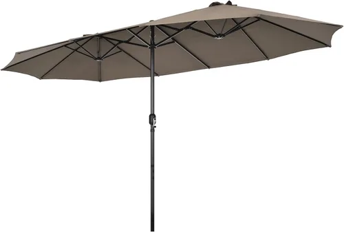 Miniatura 12 de Tangkula Sombrilla de patio de doble cara de 15 pies, sombrilla extragrande para exteriores con sistema de manivela y rejillas de ventilación, Azul