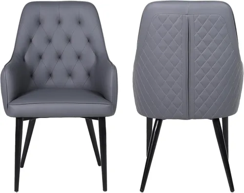 Miniatura 17 de Juego de 4 sillas de comedor modernas, tapizadas de piel sintética, sillas de comedor, silla de cocina, silla con brazo copetudo con patas de metal