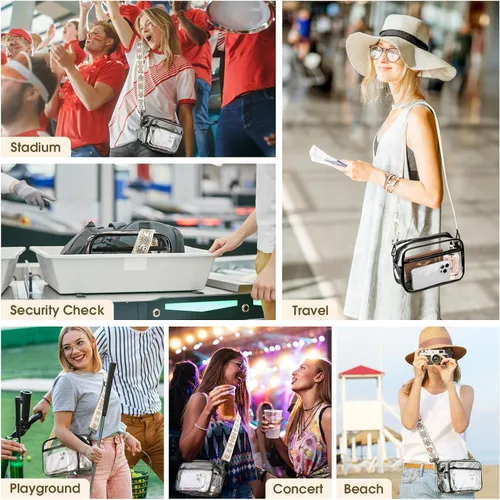 Miniatura 7 de Bolsa transparente para eventos de estadio, bolso transparente para mujeres, bolsa cruzada aprobada para estadios, bolsa para conciertos, eventos
