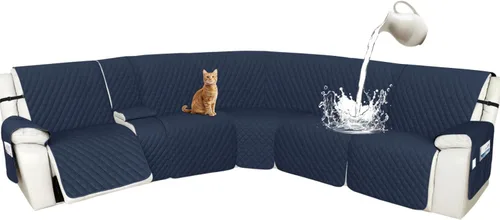 Miniatura 108 de Arfntevss Fundas de sofá modular reclinable, 100% impermeable, en forma de L, para sillón reclinable en forma de L, funda seccional lavable