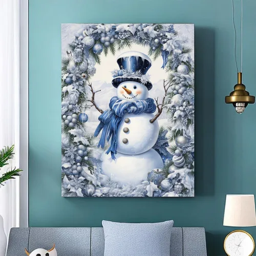 Miniatura 2 de VONBOR Kit de pintura de diamante de muñeco de nieve para adultos y niños principiantes, arte de diamantes de Navidad para adultos, taladro redondo