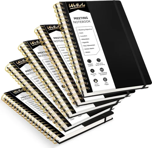 Miniatura 15 de WEMATE Cuaderno de Reuniones para Trabajo B5 (7"x10") - Cuaderno de Trabajo de Cuero PU con Agenda, Elementos de Acción y Notas - 200 Páginas