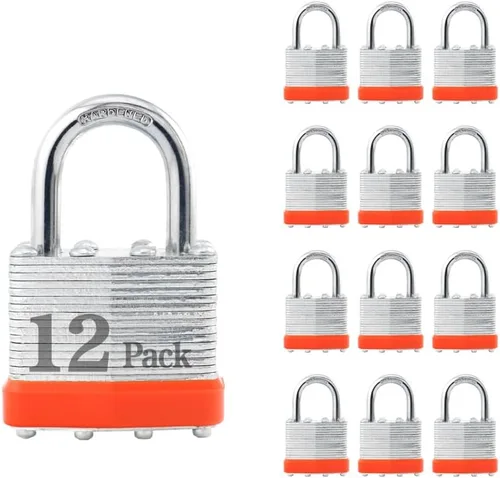 Miniatura 19 de ZonRo Candados con llave de acero laminado, cerraduras iguales con llave, 1-9/16 pulgadas de ancho, candados de grillete normal, paquete de 6, aro