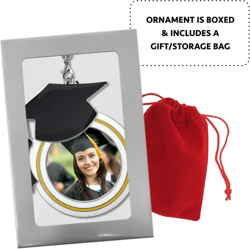 Miniatura 8 de Adorno de fotos de Navidad de graduación – Dijes fechados para 2026 y 2027 – Diseño de sombrero de graduación – Felicitaciones – Estudiantes