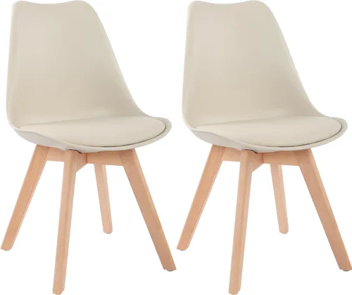 Miniatura 17 de LSSBOUGHT Sillas de comedor modernas de mediados de siglo, silla auxiliar de plástico con acolchado suave y patas de madera para comedor, sala