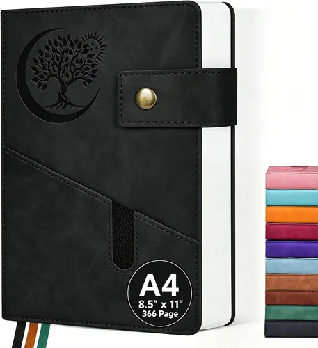 PAIBAS Cuaderno de diario con líneas gruesas de 365 páginas para hombres y mujeres, diarios grandes de cuero A4 para escribir, cuadernos de tapa
