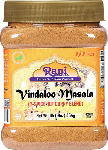 Rani Vindaloo Curry Masala Mezcla de especias indias de 16 onzas (1 libra), tarro de PET de 16.01 oz ~ Todo natural | Sin sal | Vegano | Apto para