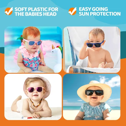Miniatura 5 de RIVBOS Gafas de sol para bebés niños y niñas con correa UV400 polarizadas flexibles para niños pequeños, bebés y recién nacidos (0-24 meses) RBK0231