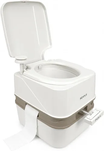 Miniatura 16 de SEAFLO Premium Camping Portable Toilet - 5.8 Gallon Waste 3.43 Gall Fresh Tank (100 Flushes), 440 lbs Max Weight, Level Indicator, Sealed Waste Tank