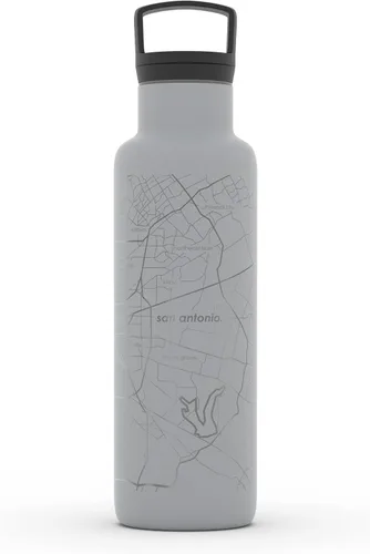 Miniatura 107 de Well Told Botella de agua aislada con mapa de Washington DC grabado, botella de acero inoxidable grabada (21 onzas, blanco) botella aislada de mapa