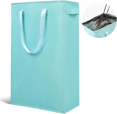 Miniatura 20 de Odonata Cesta de lavandería delgada con asas, cesta plegable para ropa sucia, bolsa de ropa sucia estrecha, cesta plegable para ropa sucia, 45 Gris