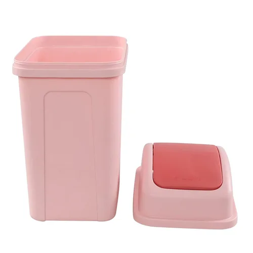 Miniatura 7 de Bote de basura pequeño de 1.8 galones con tapa giratoria, cubo de basura de plástico con tapa abatible, color rosa