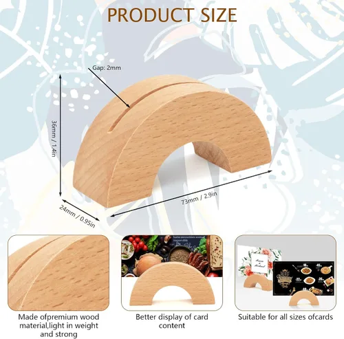 Miniatura 2 de 6 soportes para tarjetas de lugar de madera, para menú, tamaño A6, soporte para números de mesa para restaurantes, fotos para bodas, banquetes