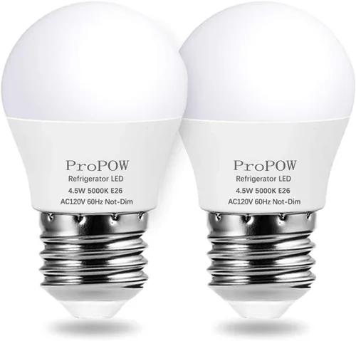 Bombilla LED para refrigerador equivalente a 40 W, equivalente a 120 V, 4,5 W, luz blanca diurna 5000 K, base media E26, bombilla de ahorro de