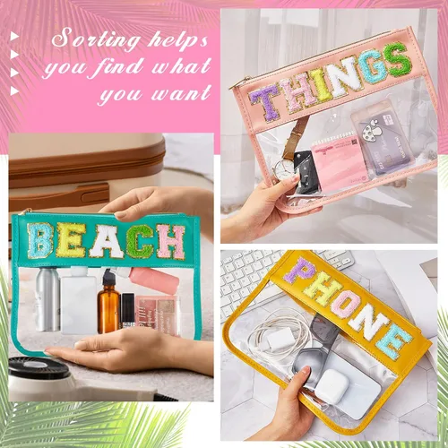 Miniatura 3 de Patelai 3 bolsas de felpilla con cremallera para viajes, bolsas transparentes para aperitivos, bolsa impermeable para cosméticos, bolsa de nailon