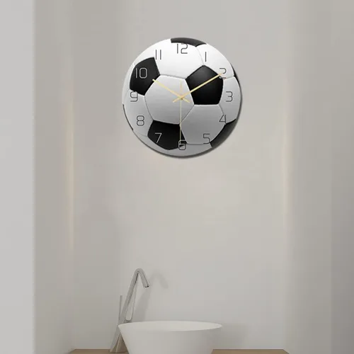 Miniatura 6 de Garneck Reloj de pared de fútbol de fútbol reloj de pared de fútbol deportivo con impresión redonda de acrílico reloj de pared silencioso sin tictac