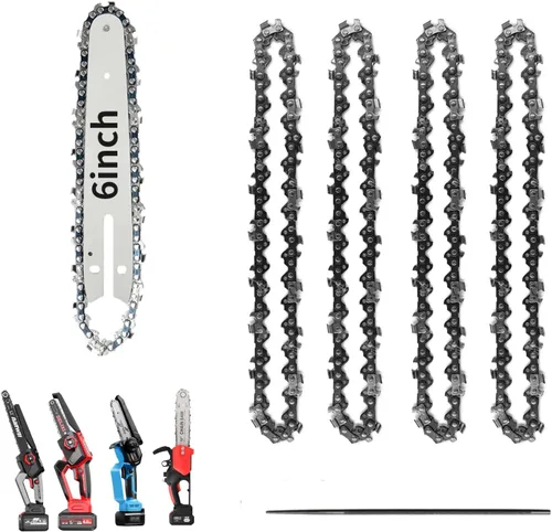 Hoja de cadena de motosierra de 6 pulgadas y barra guía, barra de sierra de cadena de repuesto y cadenas para mini motosierra eléctrica portátil