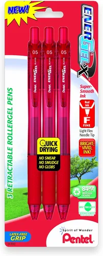 Miniatura 3 de Pentel EnerGel-X - Lapicera de gel líquido retráctil, punta de 0,7 mm de metal, trazo medio, 3 unidades, Azul