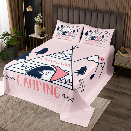 Miniatura 17 de Manfei Colcha de flores de cerezo tamaño individual, juego de colcha de cielo estrellado de nubes de luna, decoración de habitación para niñas