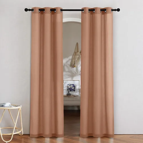 Miniatura 249 de NICETOWN Cortinas de lino natural con textura de lino para dormitorio, mezcla de lino rústica con ojales en la parte superior, semitransparentes